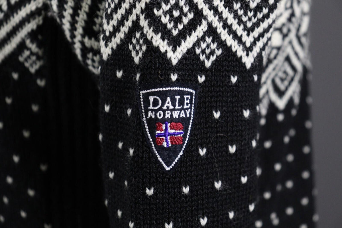 DALE OF NORWAY Black Fair Isle Wool Duffle Cardigan Sweater – Size S