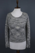 ANNETTE GORTZ Gray Long Sleeve Round Neck Lagenlook Cropped Sweater