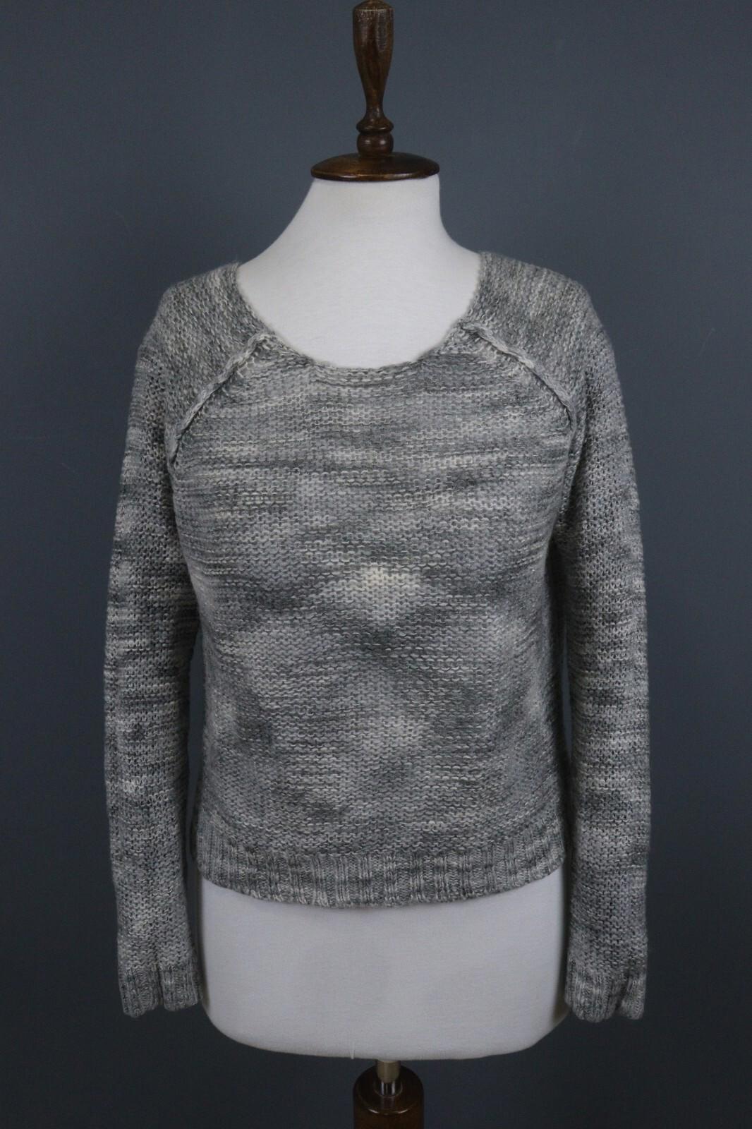 ANNETTE GORTZ Gray Long Sleeve Round Neck Lagenlook Cropped Sweater