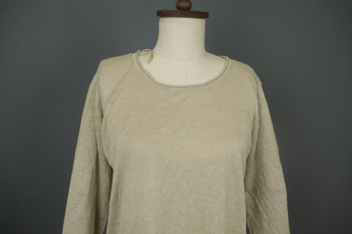 GUDRUN SJODEN Tan 100% Linen Long Sleeve Round Neck Pullover Tunic Top – Size M – Used