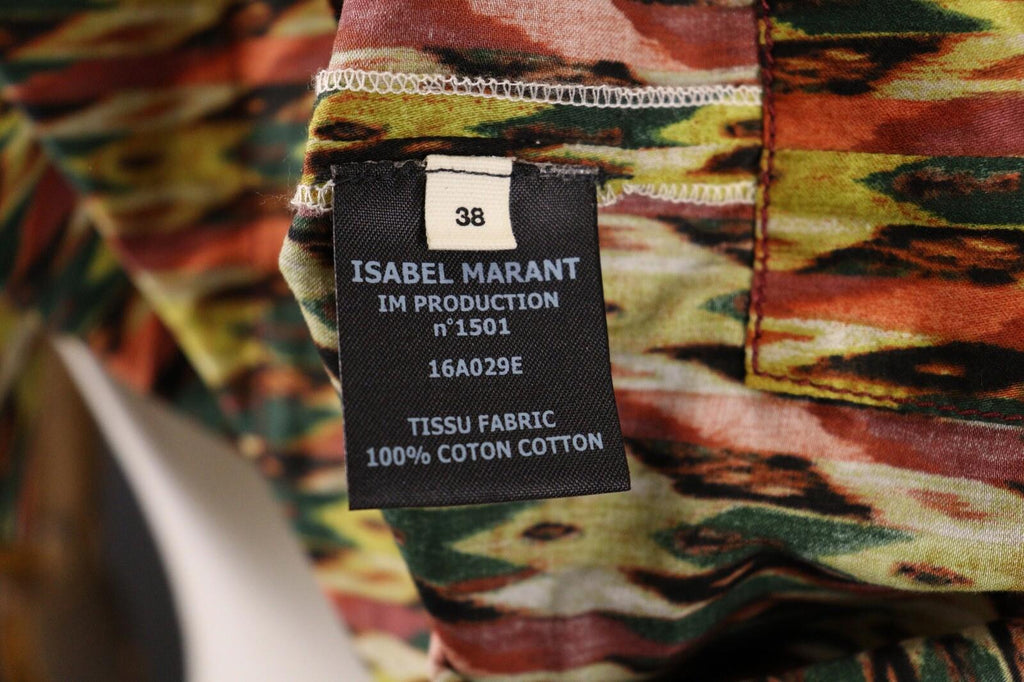 ISABEL MARANT ETOILE Multicolor Abstract Long Sleeve Blouson Top Shirt – Size 38