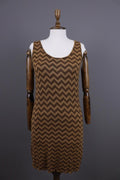 GUDRUN SJODEN Brown Geometric Relaxed Sleeveless Shift Midi Dress – Size M