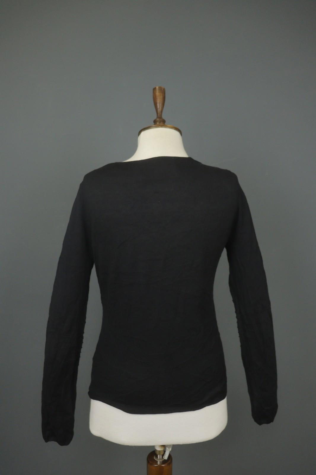 ANNETTE GOERTZ Kami Black Silk Blend Knit Button Front Cardigan Sweater – Size M