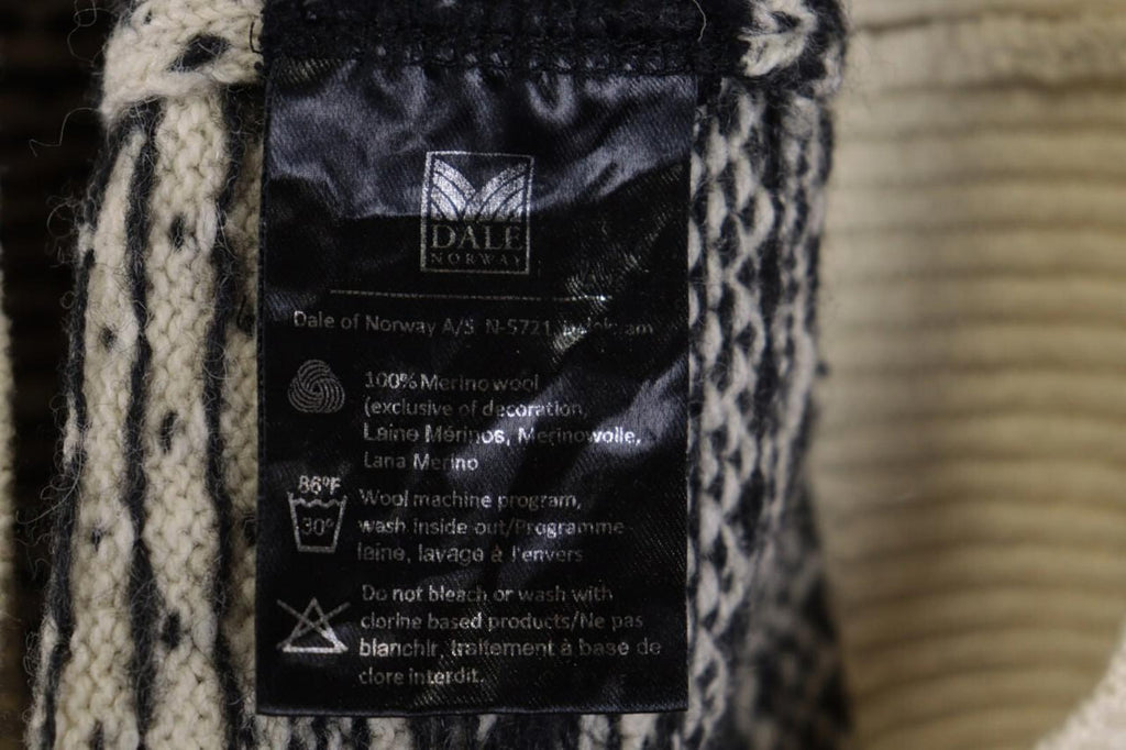 DALE OF NORWAY Beige Fair Isle Wool Knit Button Ski Cardigan Sweater S 48