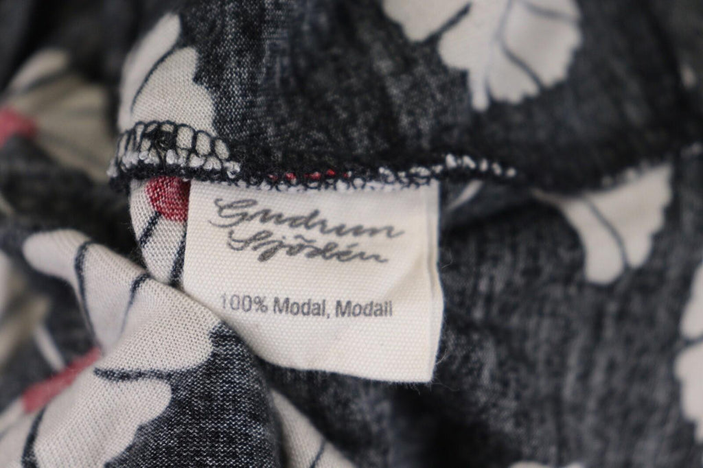 GUDRUN SJODEN Black Floral Relaxed Long Sleeve Blouson Midi Dress – Size L