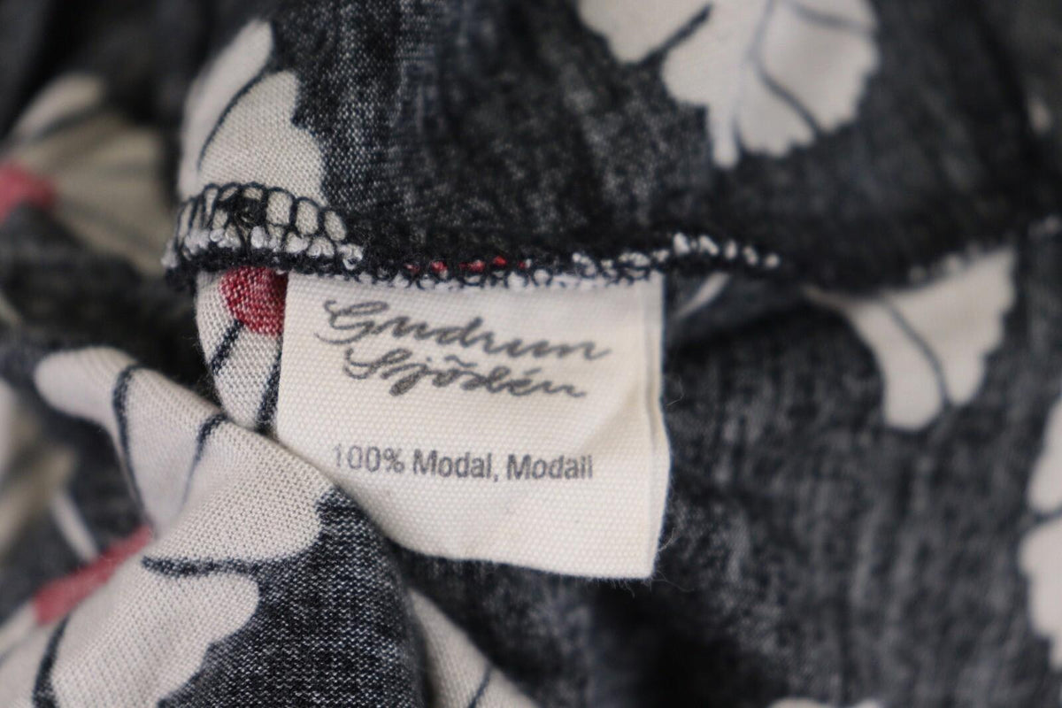 GUDRUN SJODEN Black Floral Relaxed Long Sleeve Blouson Midi Dress – Size L