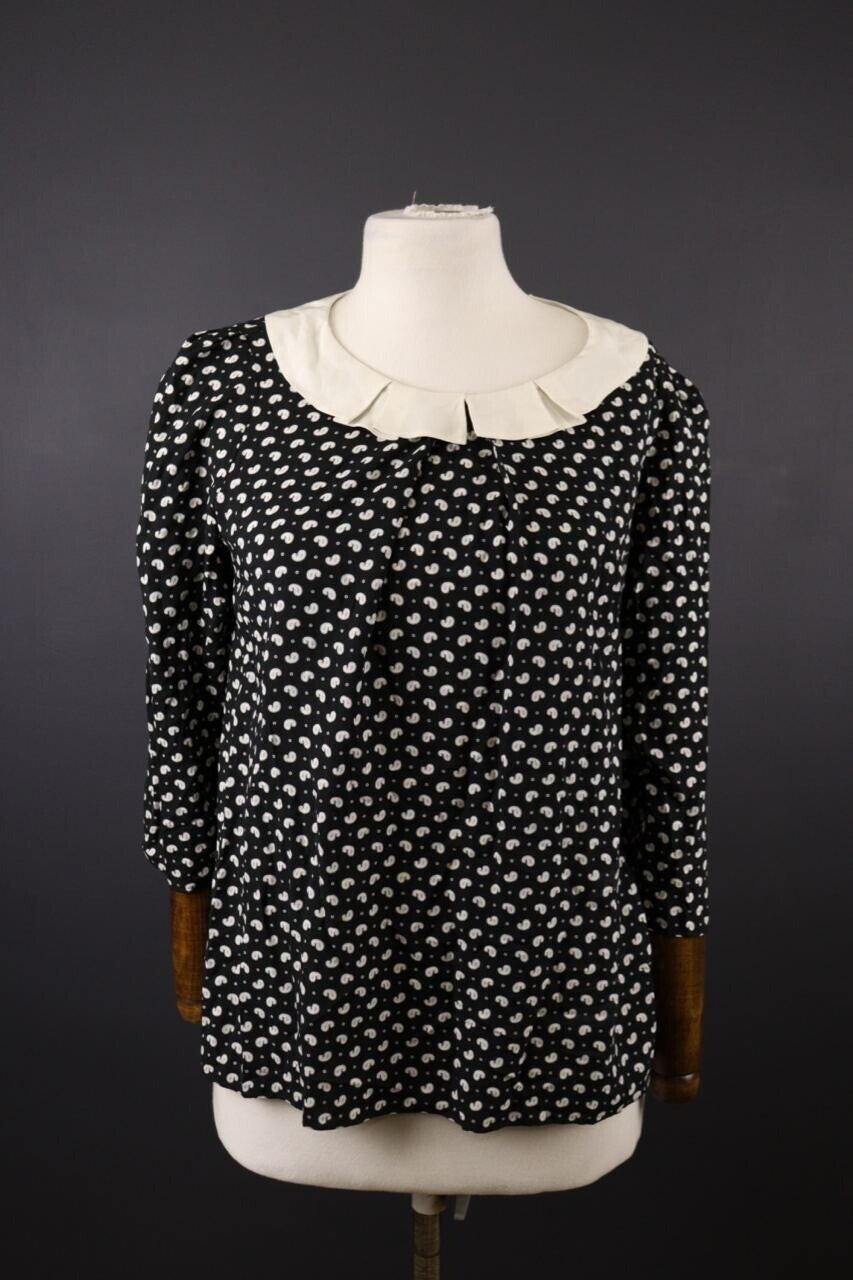 Claudie Pierlot Black White 3/4 Sleeve Lagenlook Blouse Shirt – Size 38