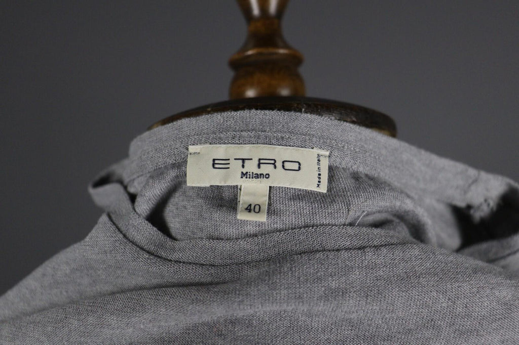 ETRO MILANO Gray Printed Cotton Short Sleeve Top T-Shirt – Size 40