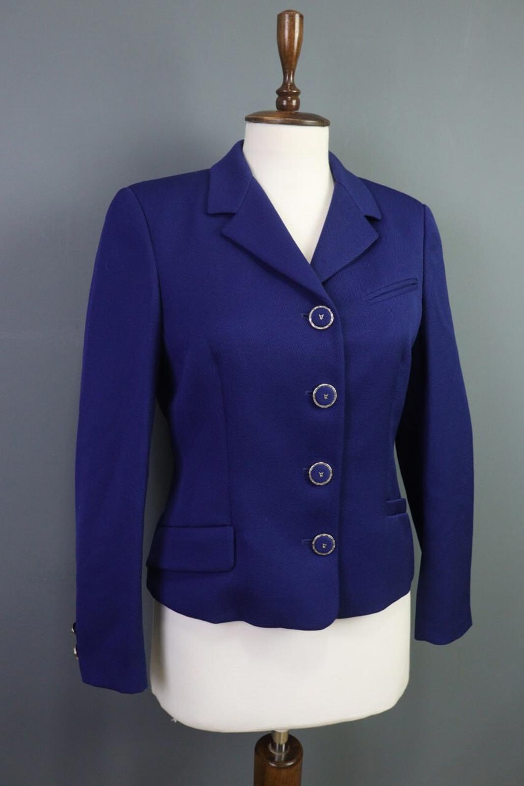 VERSACE CLASSIC V2 Blue Single Breasted Cropped Blazer Coat – Size 42