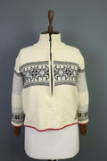 DALE OF NORWAY Beige Snowflakes 1/4 Zip Knit Ski Sweater – Size M
