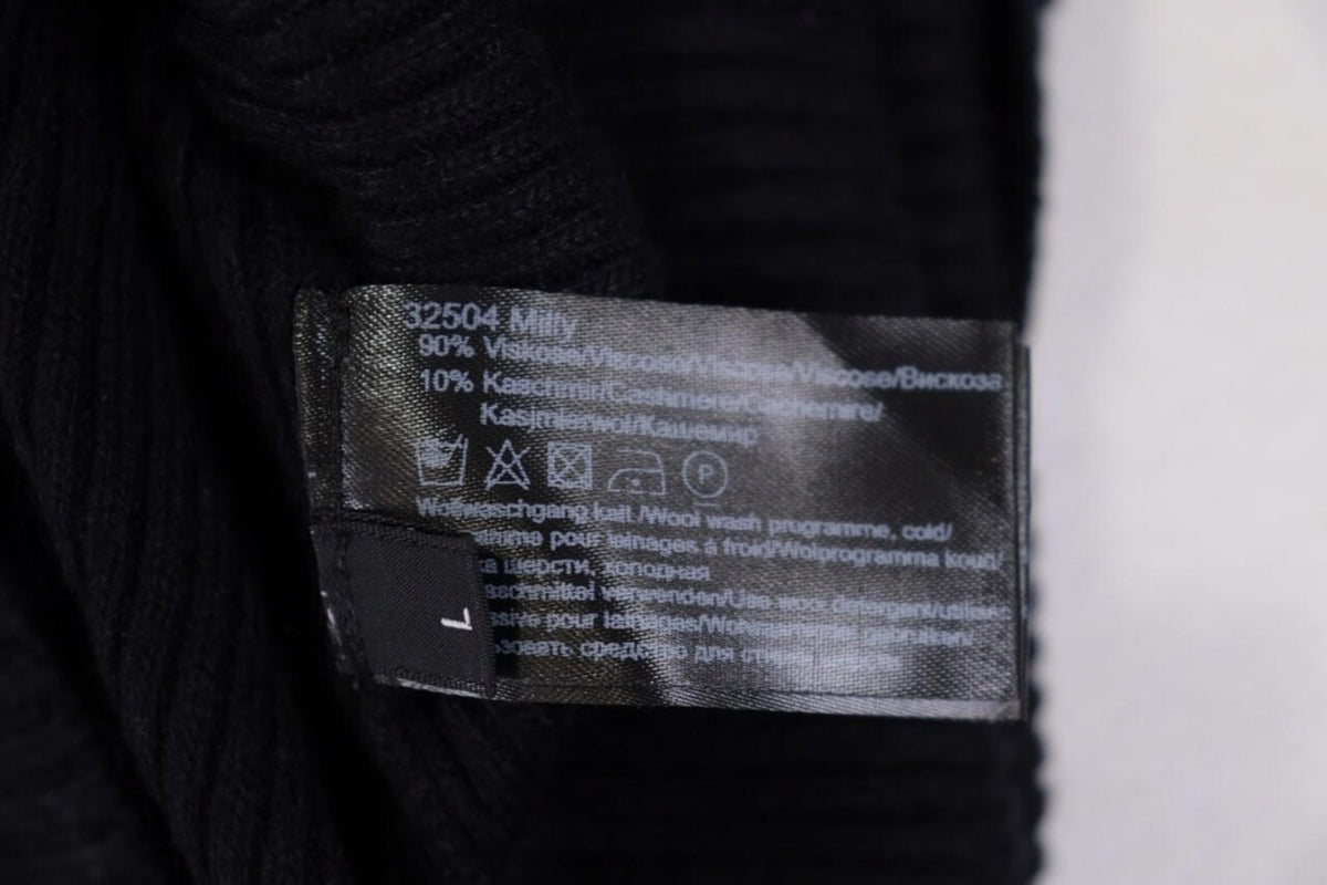 ANNETTE GORTZ Black Ribbed Cashmere Knit Cardigan Sweater – Size L