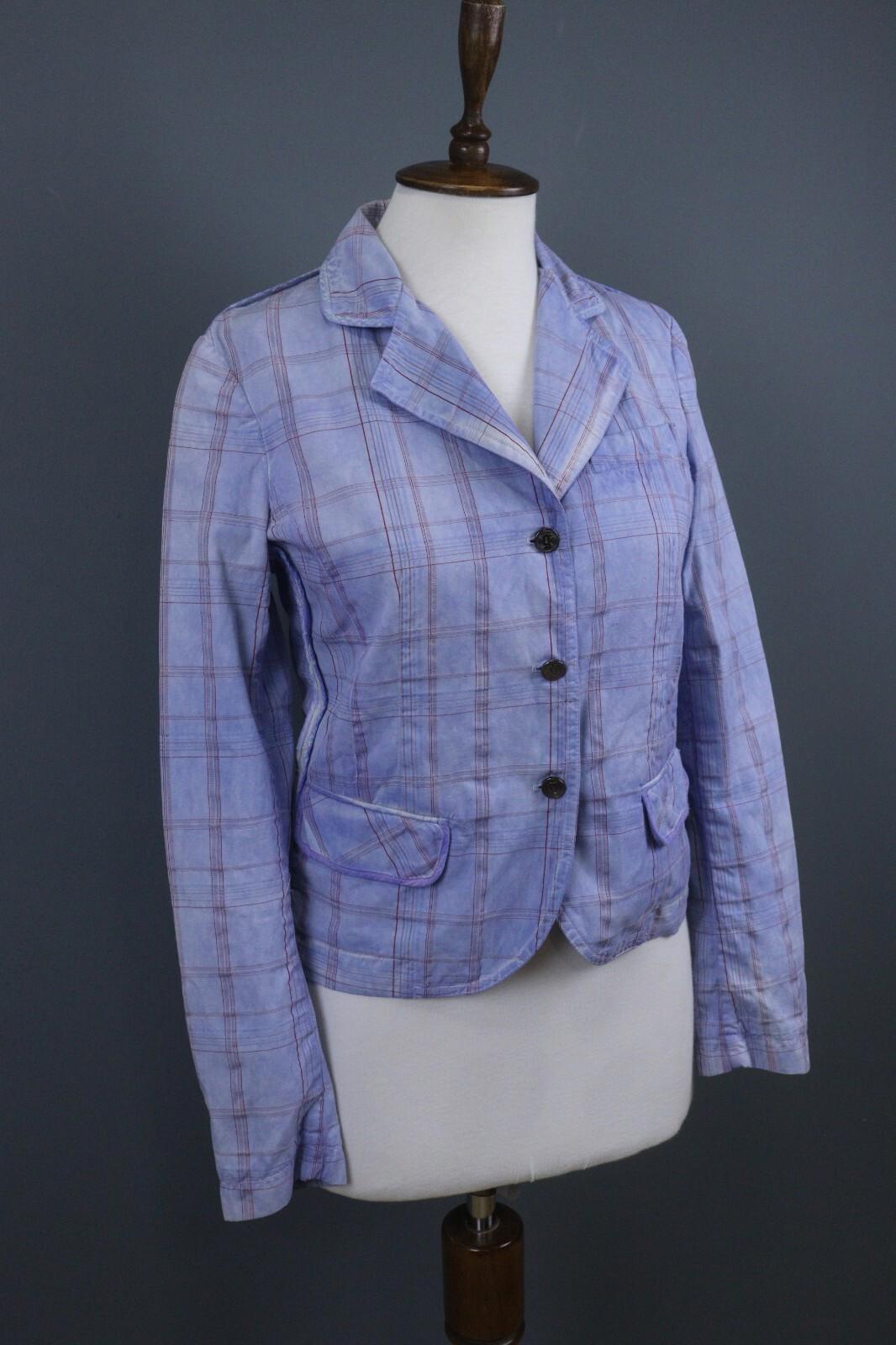 BNWT GALLIANO Blue Check Three Button Blazer Jacket – Size 26 / 40
