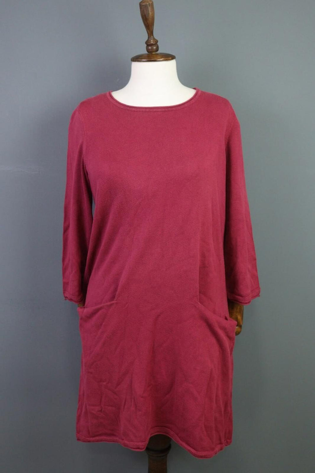 GUDRUN SJODEN Pink Long Sleeve Shift Sweater Knee Dress – Size M