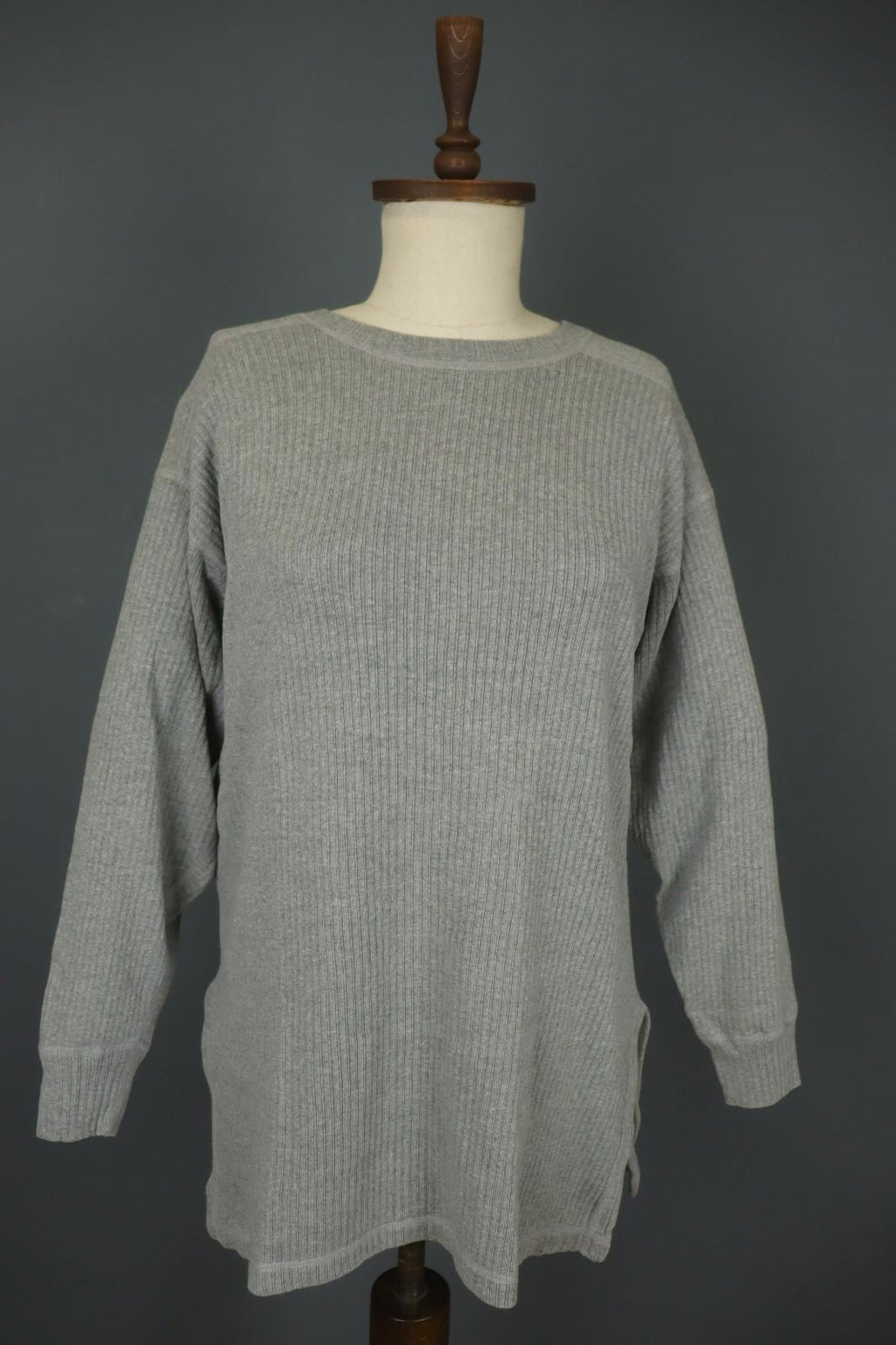 GUDRUN SJODEN Gray Raglan Sleeve Crew Neck Side Slit Pullover Sweater – Size M