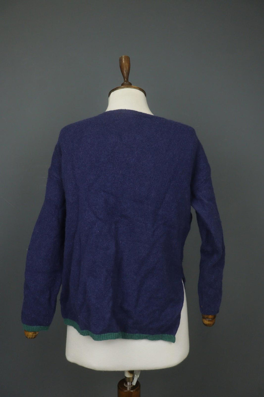 GUDRUN SJODEN Navy 100% Wool Knit Long Sleeve Round Neck Pullover Sweater – Size S