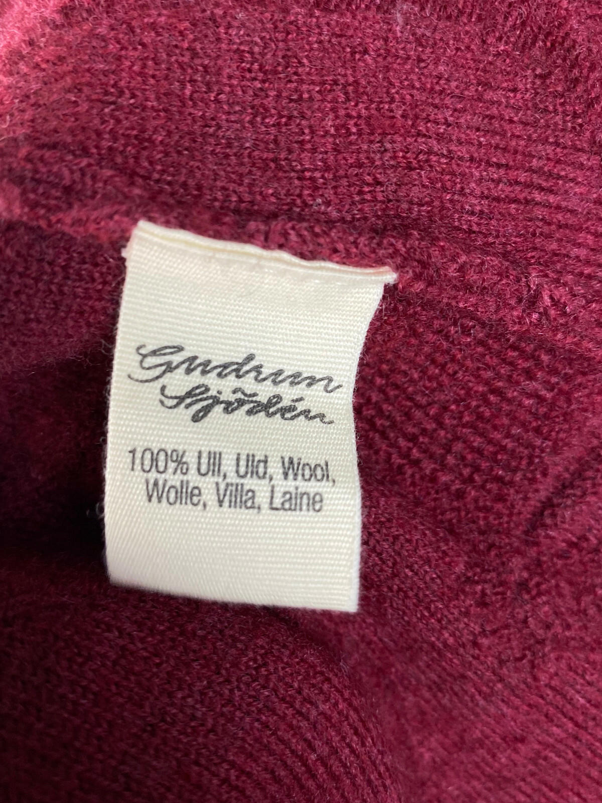 GUDRUN SJODEN Red Wool Knit Embroidered Pullover Oversized Sweater – Size S