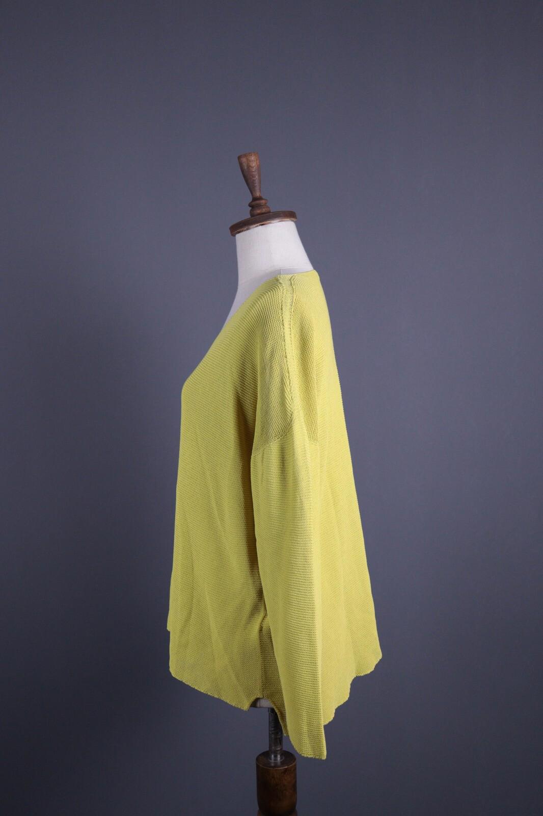 Used OSKA Yellow V-Neck Lagenlook Long Sleeve Tunic Top – Size 4