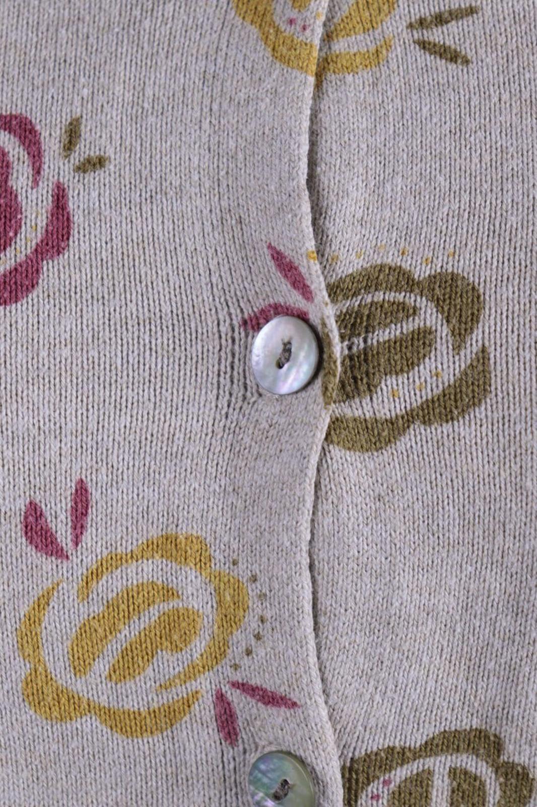 GUDRUN SJODEN Beige Floral Knit Cardigan Sweater – Size M