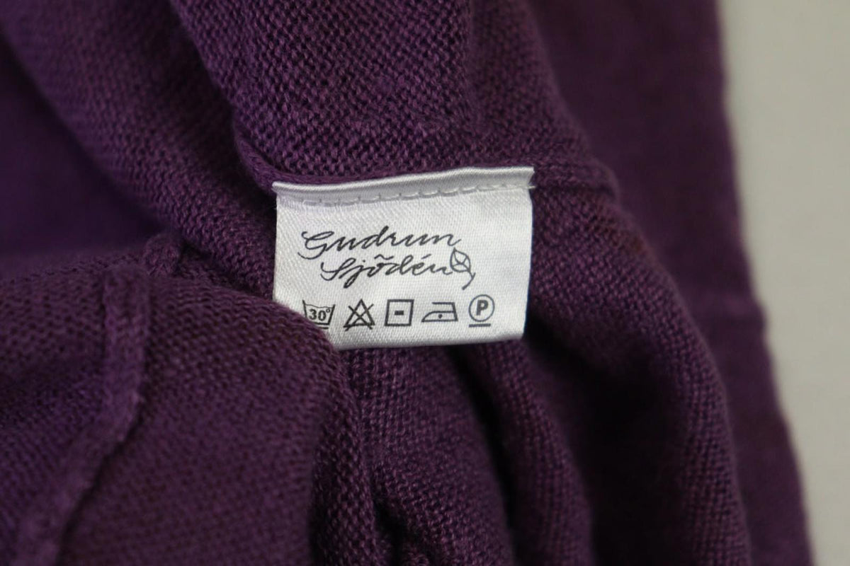 GUDRUN SJODEN Purple 100%Linen Round Neck Short Sleeve Sweater Dress – Size S