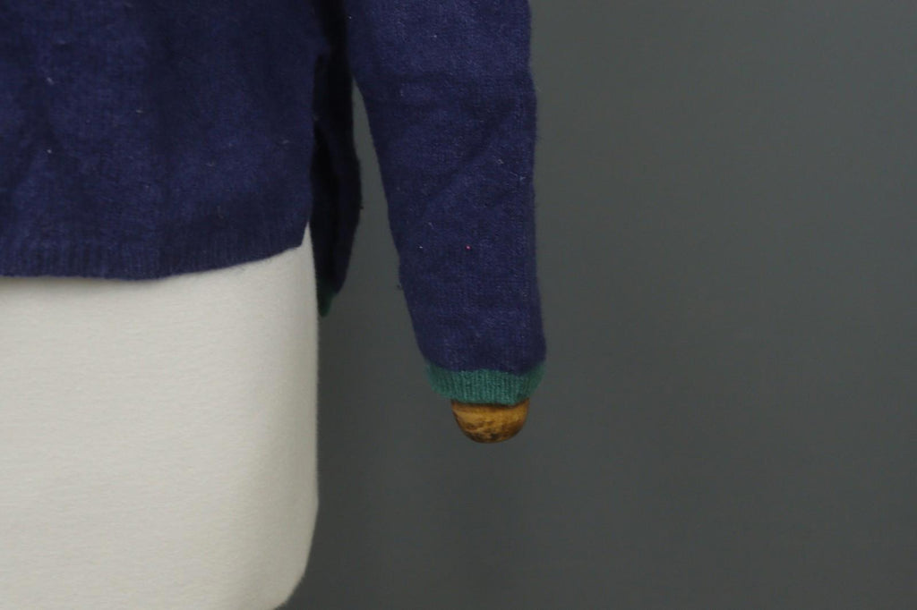 GUDRUN SJODEN Navy 100% Wool Knit Long Sleeve Round Neck Pullover Sweater – Size S