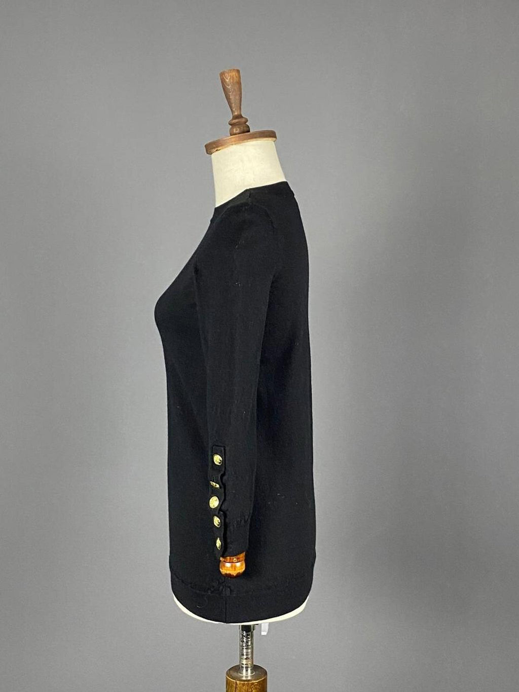 LA MAILLE SEZANE Black Merino Wool Knit Button Sleeve Sweater – Size M