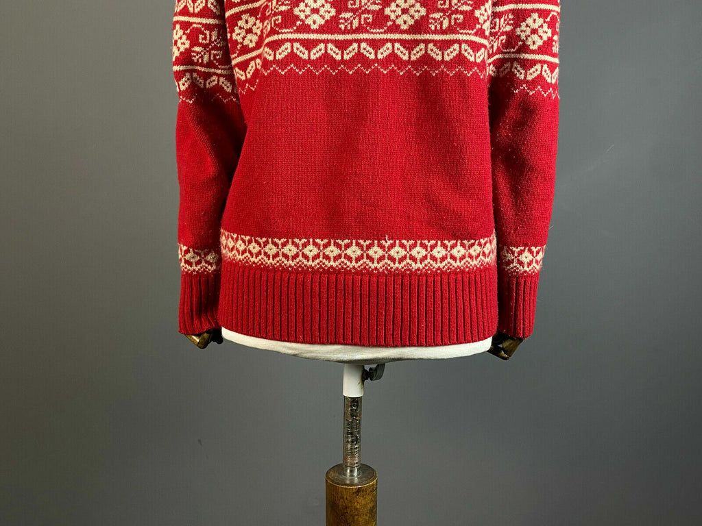 Napapijri Geographic Red Wool Knit Button Up Cardigan Sweater – Women's M – Used