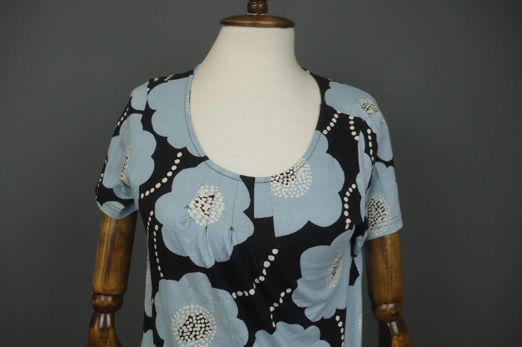 MARIMEKKO Multi Floral 100% Cotton Short Sleeve Round Neck Shift Dress – Size XS