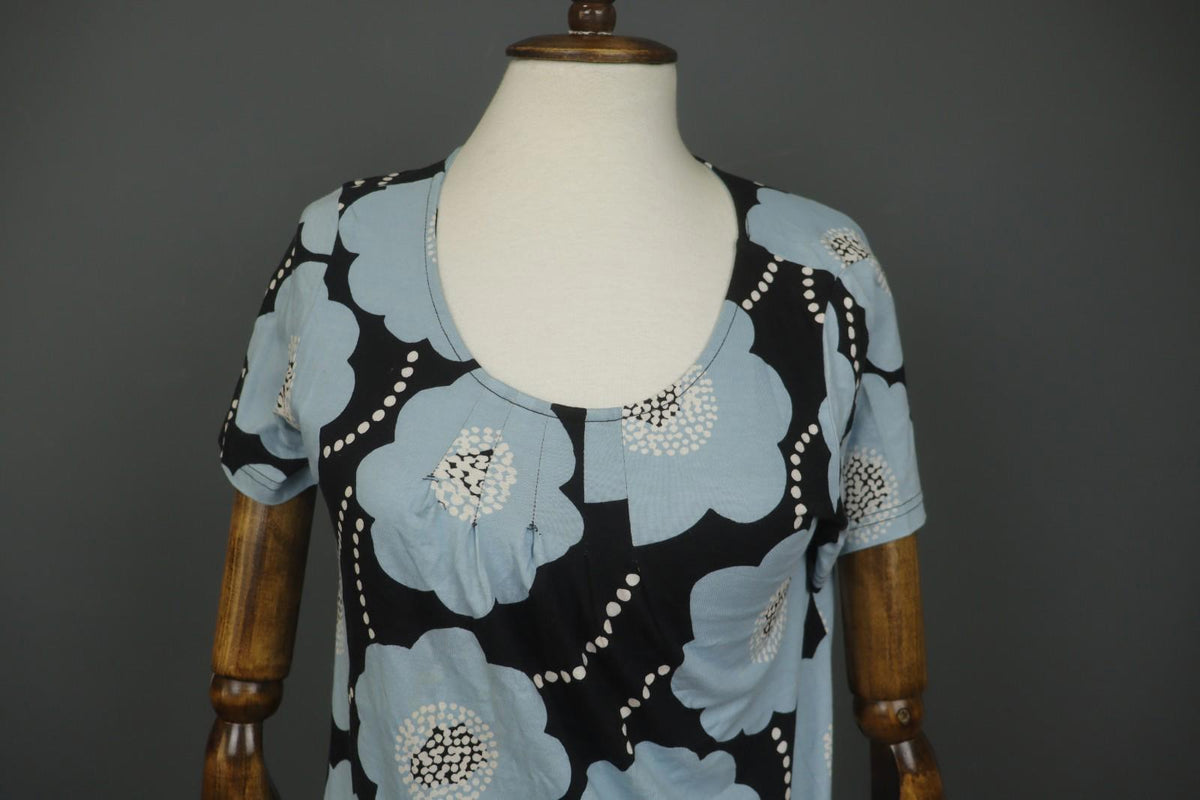 MARIMEKKO Multi Floral 100% Cotton Short Sleeve Round Neck Shift Dress – Size XS