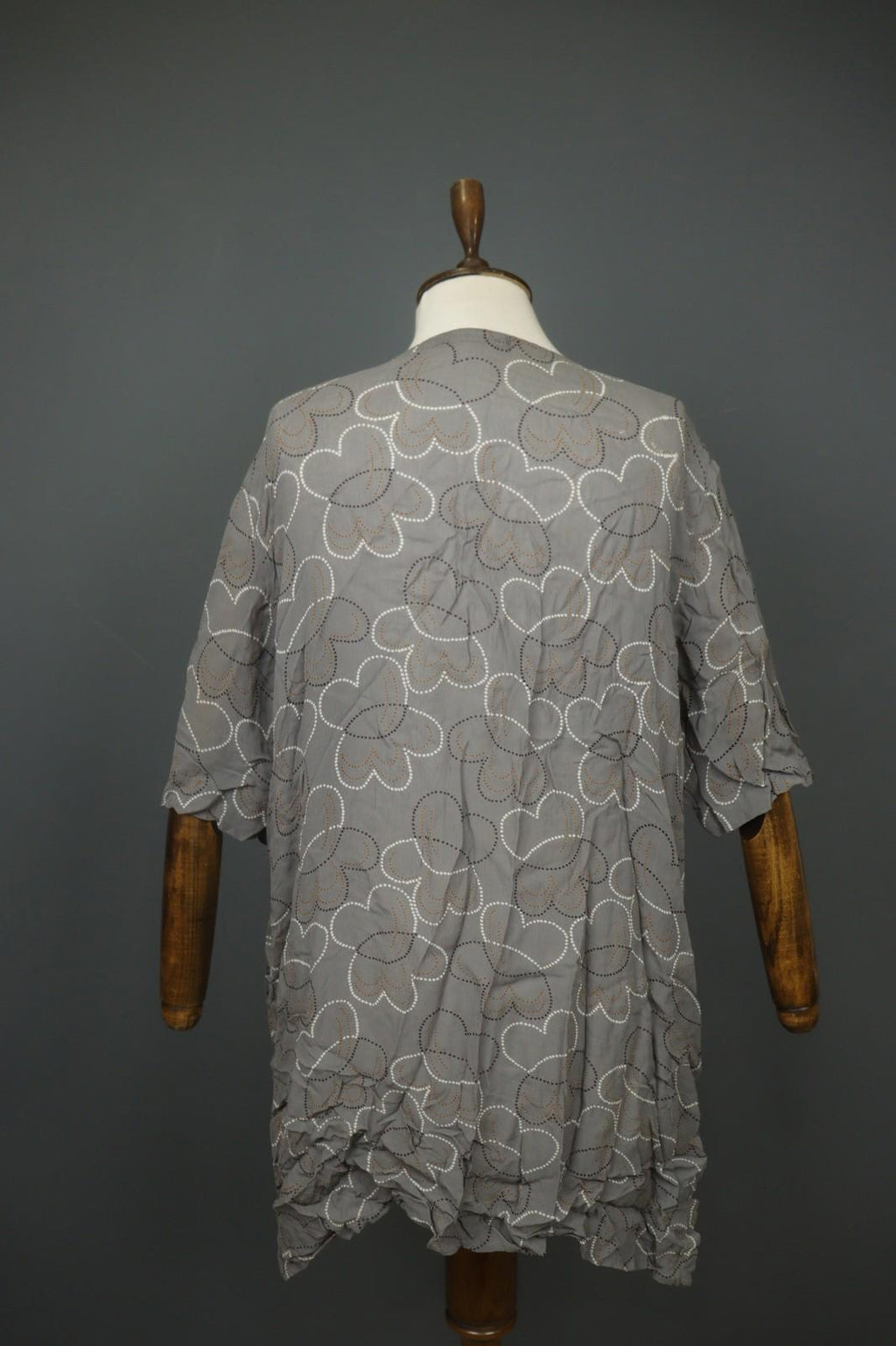 GUDRUN SJÖDEN Gray Floral Cotton Long Sleeve Button Front Tunic Shirt Top – Size L