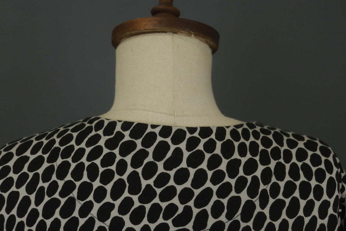 GUDRUN SJODEN Black & White Cotton Long Sleeve Round Neck Blouse Top – Size XL