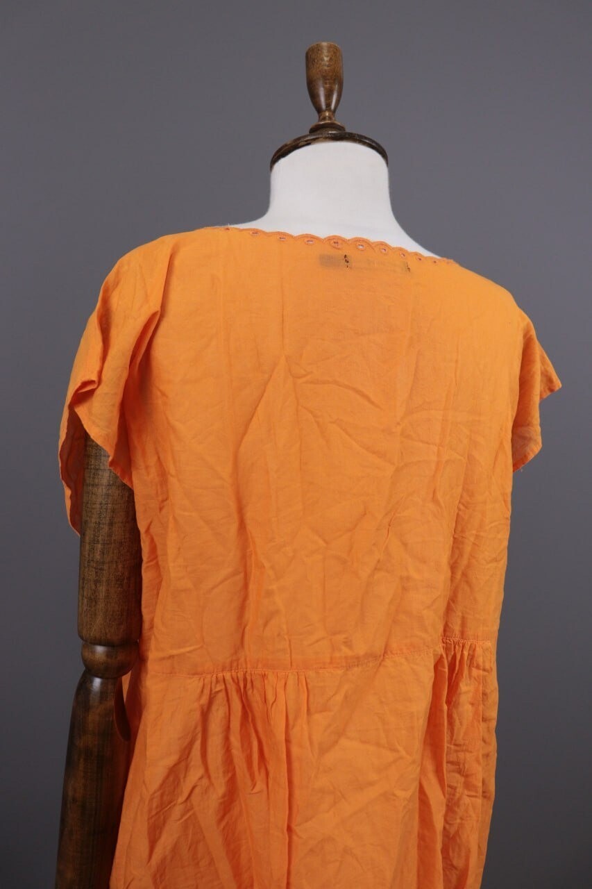 Gudrun Sjoden Orange Lagenlook Blouson Midi Tunic Dress – Size M