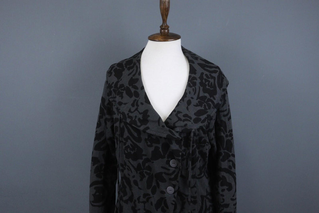 TOAST Black Gray Geometric Pattern Wool Tweed Button Front Blazer Jacket Sz M/L