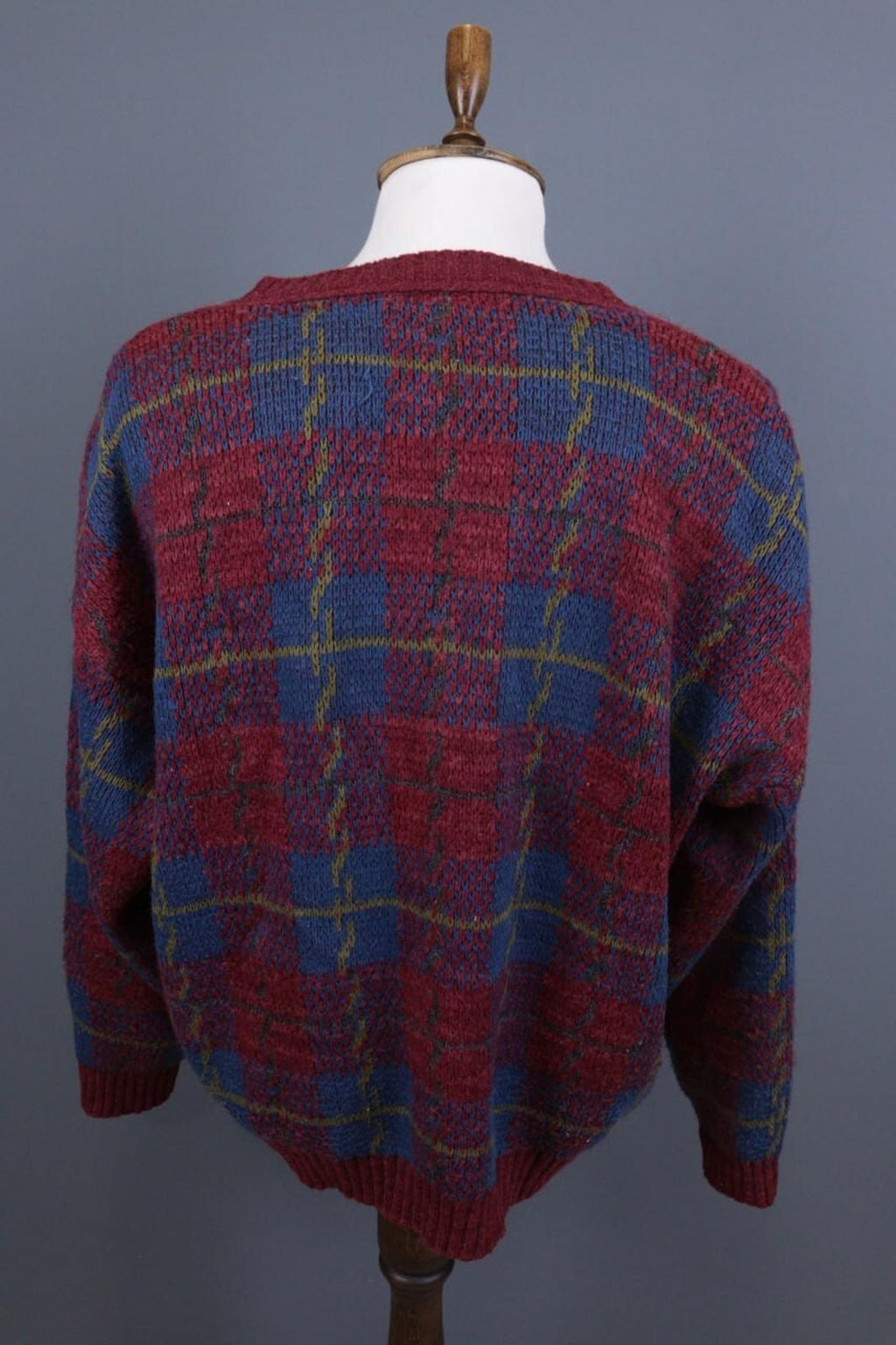 MISSONI UOMO Multicolor Check V-Neck Wool Knit Button Cardigan Sweater – Size 50