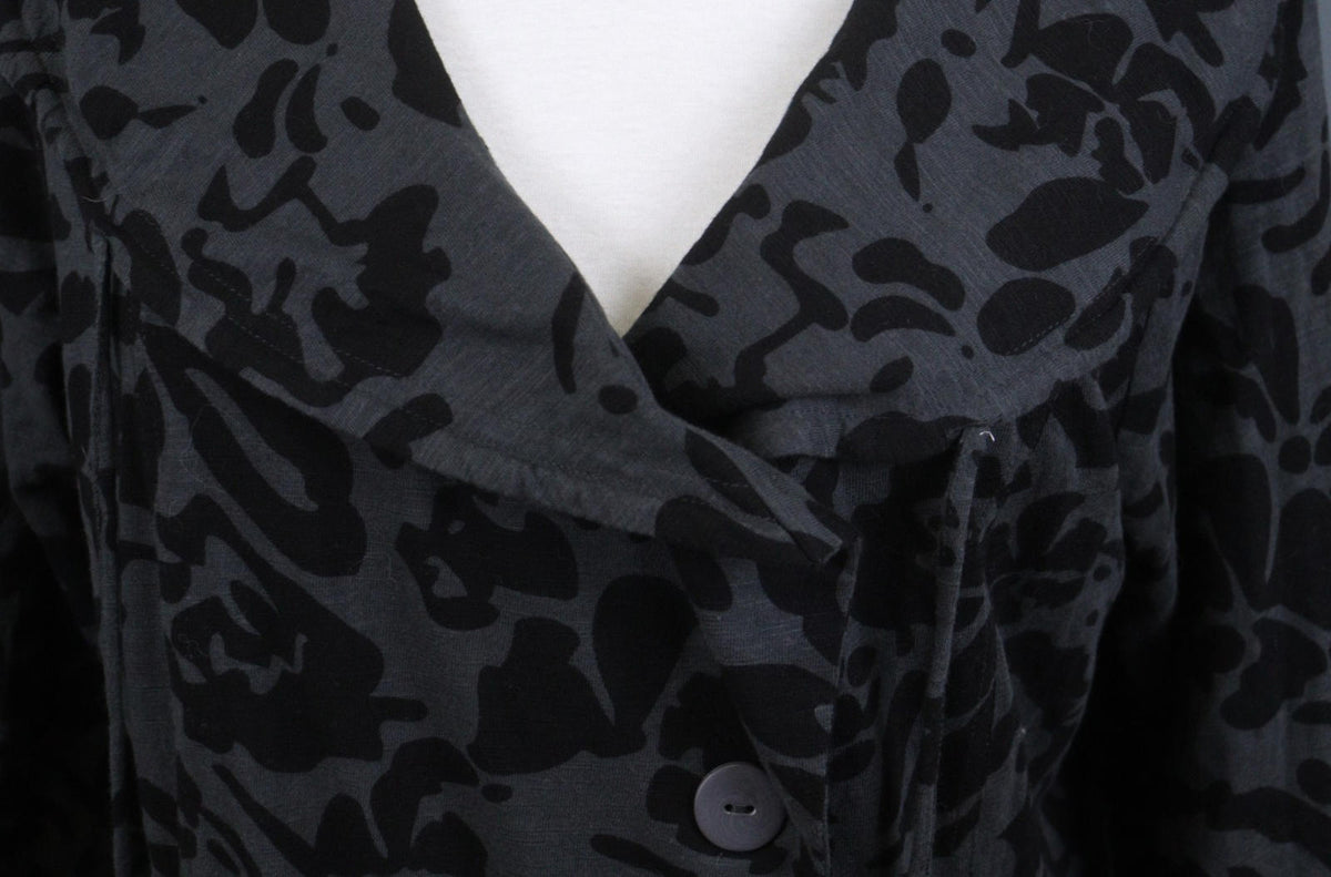 TOAST Black Gray Geometric Pattern Wool Tweed Button Front Blazer Jacket Sz M/L