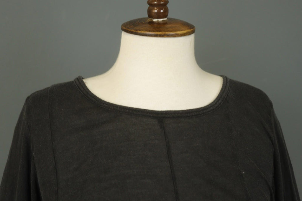 RUNDHOLZ Black 100% Lyocell Long Sleeve Round Neck Pullover Shift Dress – Size M