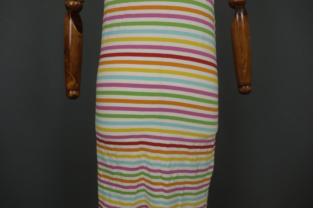 GUDRUN SJODEN Multi Striped Wide Strap Square Neck Pullover Tank Dress – Size S
