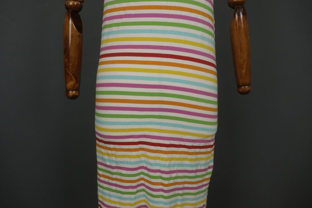 GUDRUN SJODEN Multi Striped Wide Strap Square Neck Pullover Tank Dress – Size S