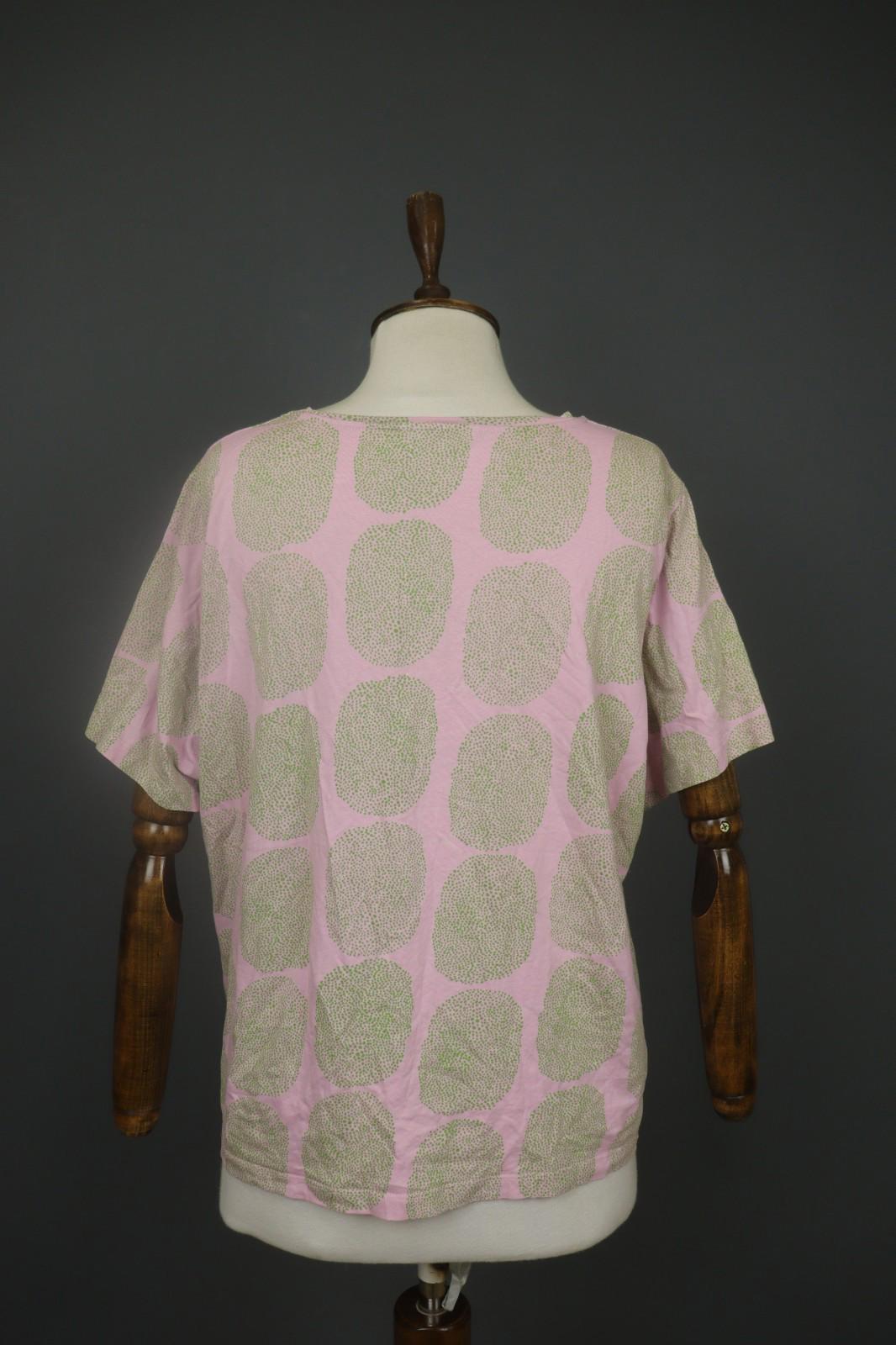 MARIMEKKO Pink Green Polka Dot Short Sleeve Round Neck Pullover Knit Top M/L