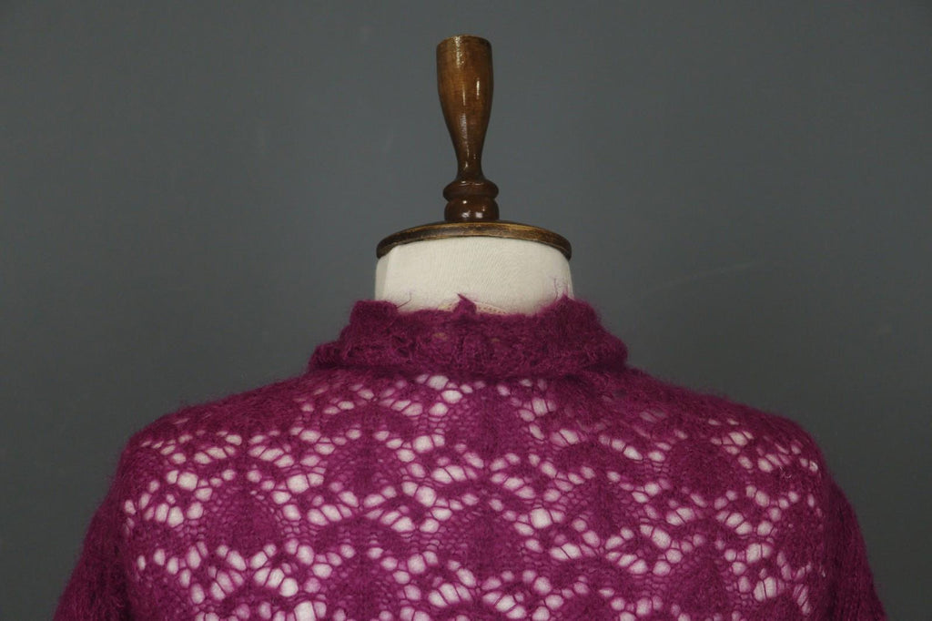 ANTHOLOGY AVOCA Pink Long Sleeve Button Front Asymmetrical Hem Crochet Dress