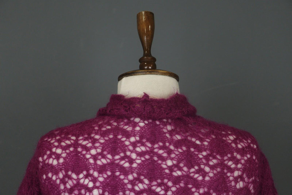 ANTHOLOGY AVOCA Pink Long Sleeve Button Front Asymmetrical Hem Crochet Dress