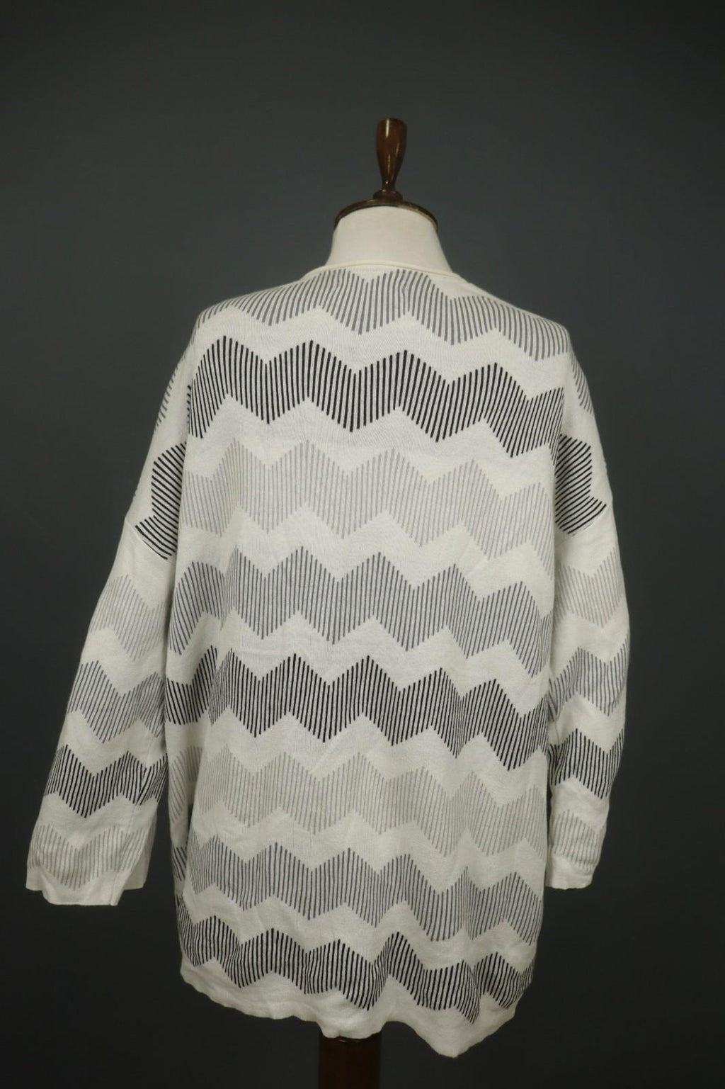 GUDRUN SJODEN Multi Herringbone Long Sleeve Round Neck Pullover Sweater – Size L