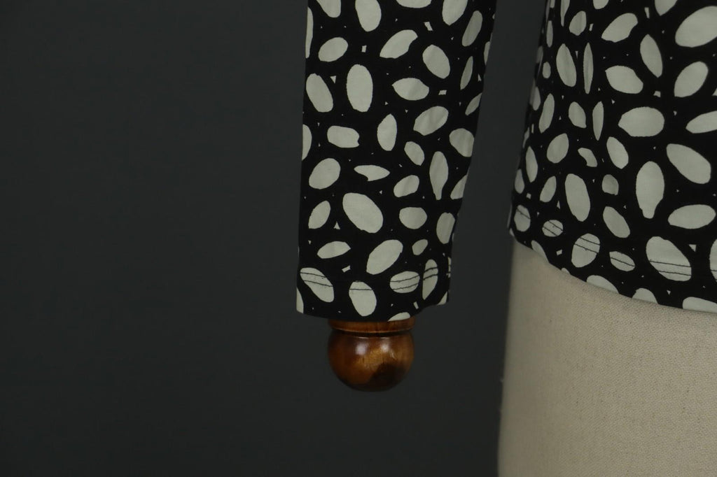 MARIMEKKO CERO White & Black Polka Dot Round Neck Long Sleeve Blouse Top – Size M