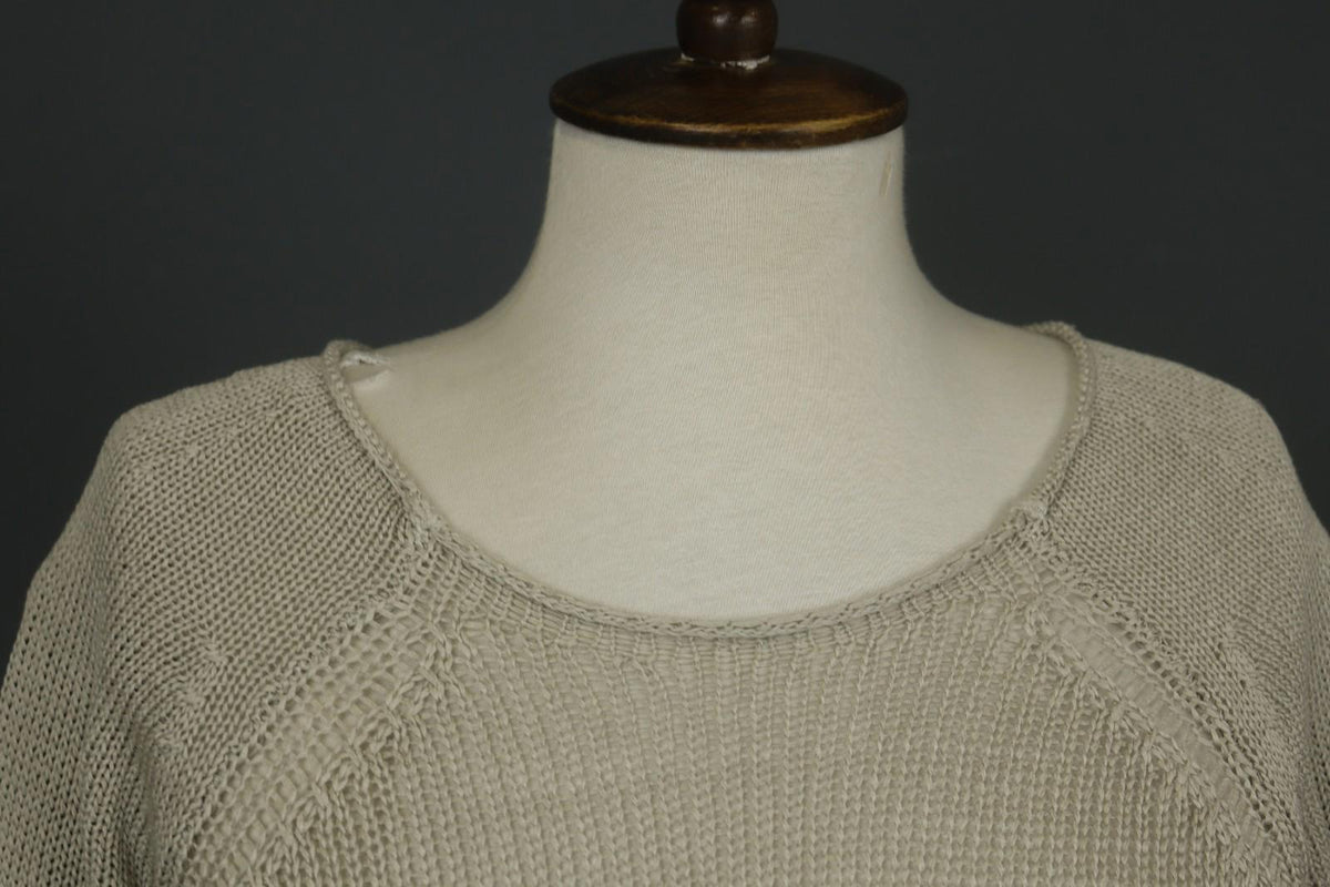 TRANSIT PAR SUCH Tan Open Knit Long Sleeve Round Neck Pullover Sweater – Size 1