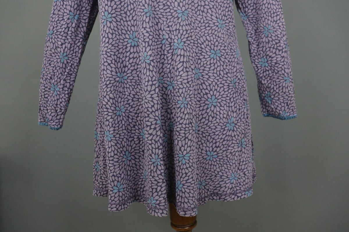 GUDRUN SJODEN Multi Floral Lyocell Long Sleeve Round Neck A-Line Dress – Size L