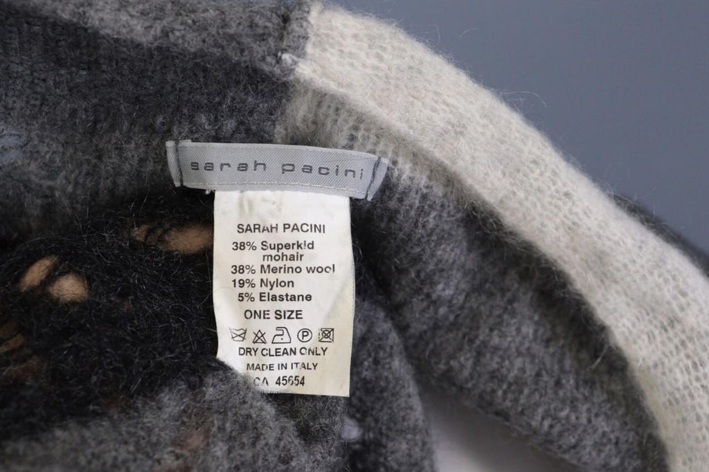 SARAH PACINI Multicolor Colorblock Mohair Wool Knit Cape Cardigan One Size