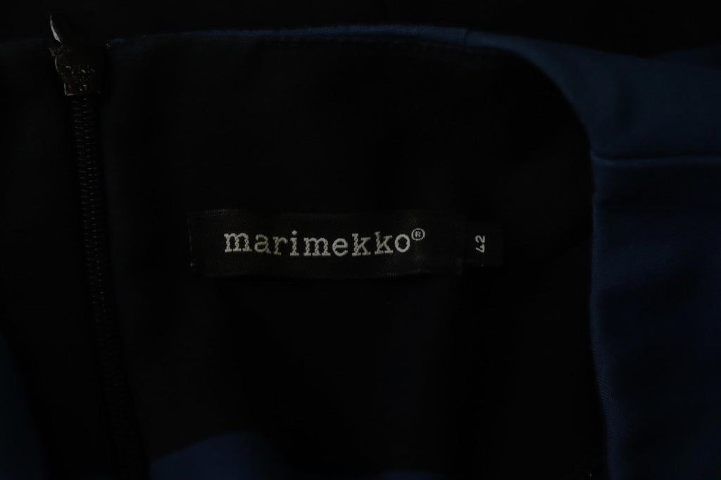 MARIMEKKO LAVINIA Blue Black Striped Cotton Short Sleeve Tunic Top – Size 42