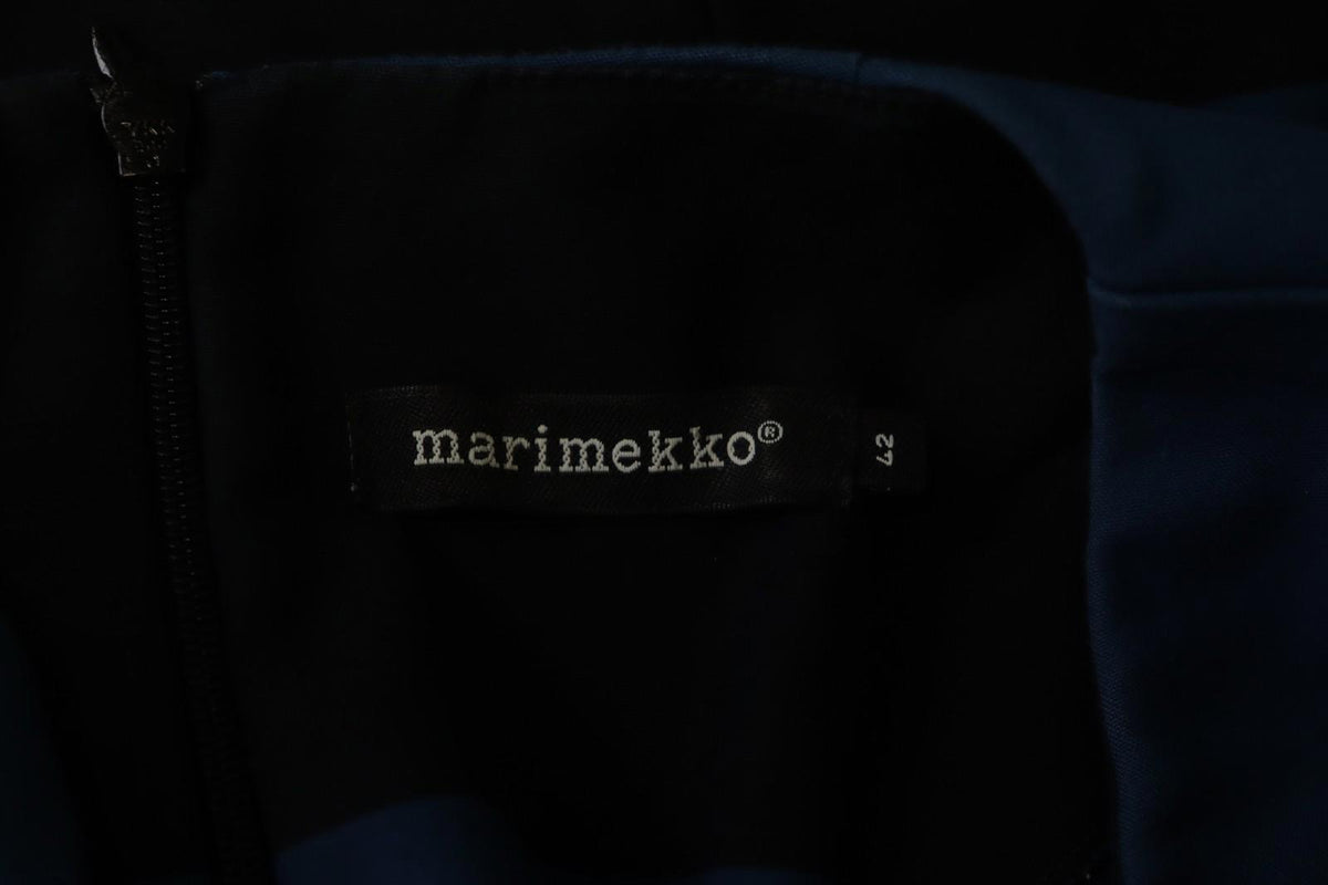 MARIMEKKO LAVINIA Blue Black Striped Cotton Short Sleeve Tunic Top – Size 42