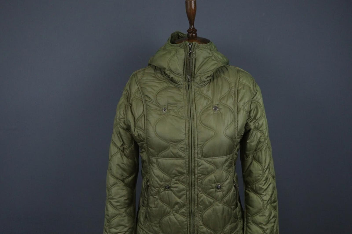 JET SET Green Nylon Long Sleeve Full Zip Snap Button Cuff Quilted Jacket – Size 2