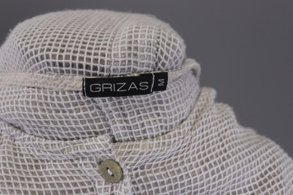 GRIZAS Gray Open Knit Silk Button Down 3/4 Sleeve Blouse Shirt Tunic – Size M
