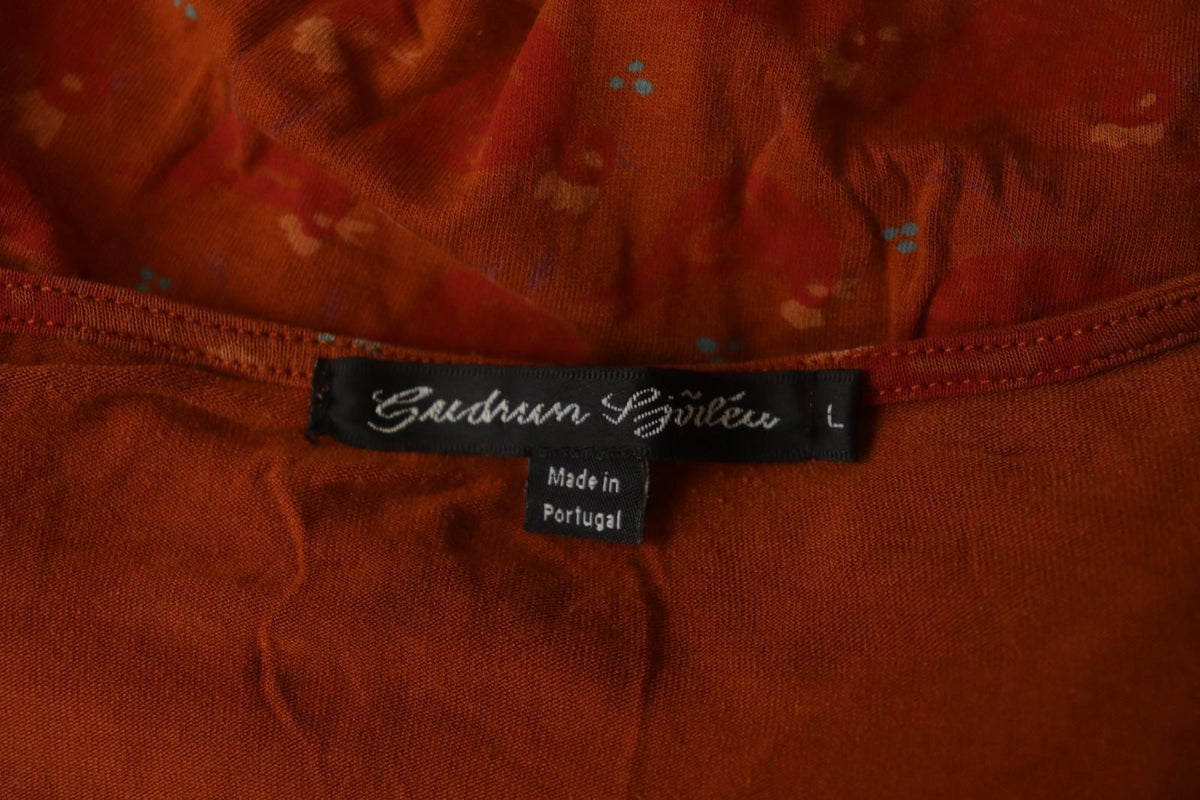 GUDRUN SJODEN Multi Long Sleeve Square Neck Stretch Pullover Blouse Top – Size L